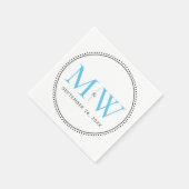 Elegant Sky Blue Monogram Weddenschap Servet (Hoek)