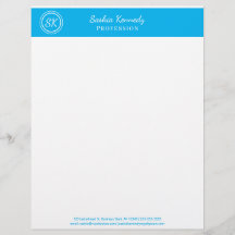 Elegant Sky Blue Professional Monogram Business