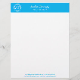 Elegant Sky Blue Professional Monogram Business Briefhoofd