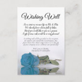Elegant Sky Blue Roos Wedding Wishing Well Poem Informatiekaartje (Voorkant)