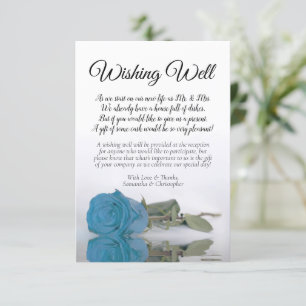 Elegant Sky Blue Roos Wedding Wishing Well Poem Informatiekaartje