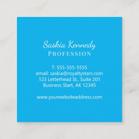 Elegant Sky Blue Script Professional Monogram Vierkante Visitekaartje (Achterkant)