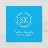 Elegant Sky Blue Script Professional Monogram Vierkante Visitekaartje (Voorkant)