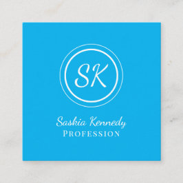 Elegant Sky Blue Script Professional Monogram Vierkante Visitekaartje