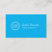 Elegant Sky Blue Script Professional Monogram Visitekaartje (Voorkant)