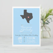 Elegant Sky Blue Texas State Wedding Invitation Kaart (Staand voorkant)