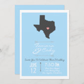 Elegant Sky Blue Texas State Wedding Invitation Kaart (Voorkant / Achterkant)
