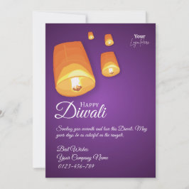 Elegant Sky Lantern Diwali Greeting Card Bedankkaart