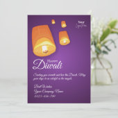 Elegant Sky Lantern Diwali Greeting Card Bedankkaart (Staand voorkant)