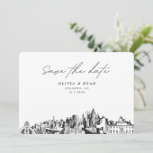 Elegant Skyline Modern Atlanta Save the Date Kaart (Staand voorkant)