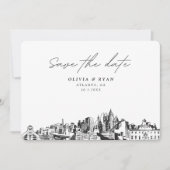 Elegant Skyline Modern Atlanta Save the Date Kaart (Voorkant)