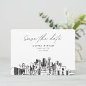 Elegant Skyline Modern Dallas Save the Date Kaart (Staand voorkant)