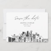 Elegant Skyline Modern Dallas Save the Date Kaart (Voorkant)