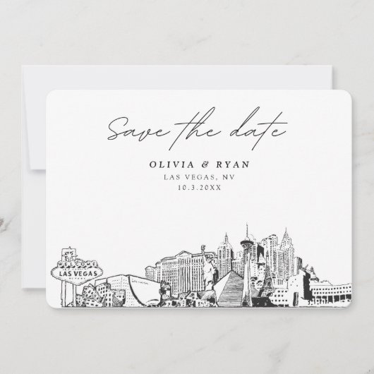 Elegant Skyline Modern Las Vegas Sla de datum op Kaart (Voorkant)
