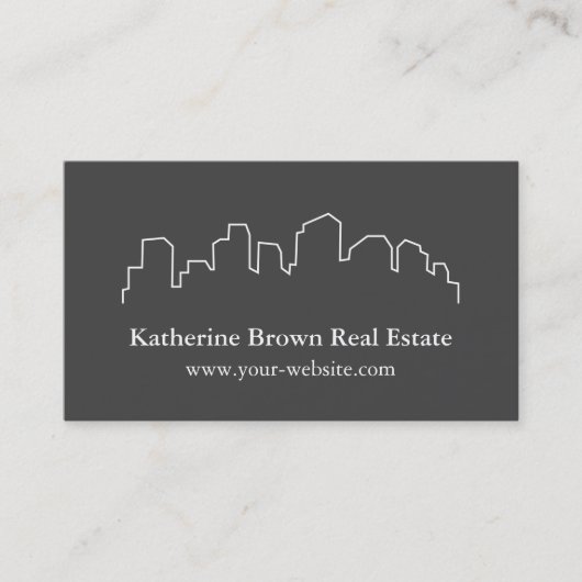 Elegant Skyline Outline Realtor Visitekaartjes (Voorkant)