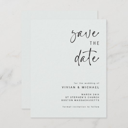 Elegant Sla de datum aankondiging Sjabloon op (Voorkant / Achterkant)