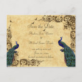 Elegant, sla de Datum op, Peacocks, Douane Aankondigingskaart (Voorkant)