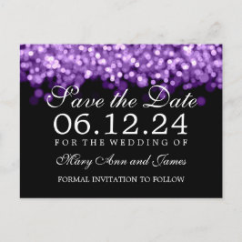 Elegant Sla de datum Paarse lichten op Aankondigingskaart