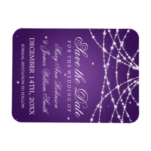 Elegant Sla de datum sprankelende string Paarse Magneet (Horizontaal)