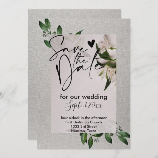 Elegant sla de datumuitnodiging op kaart (Voorkant / Achterkant)