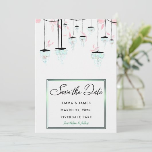 Elegant Sla de uitnodiging voor de datum op (Staand voorkant)