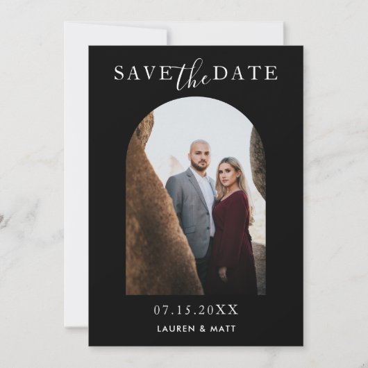 Elegant Sla het Lijst van de Datumfotoboog eenvoud Save The Date (Voorkant)
