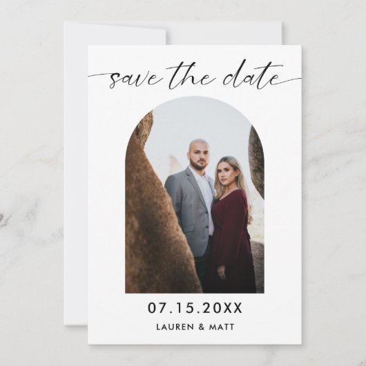 Elegant Sla het Lijst van de Datumfotoboog eenvoud Save The Date (Voorkant)