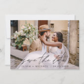 Elegant slaat de datum met handgeschreven fotomini kaart (Voorkant)