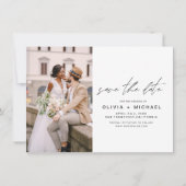 Elegant slaat de datum met handgeschreven fotomini save the date (Achterkant)