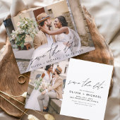 Elegant slaat de datum met handgeschreven fotomini save the date