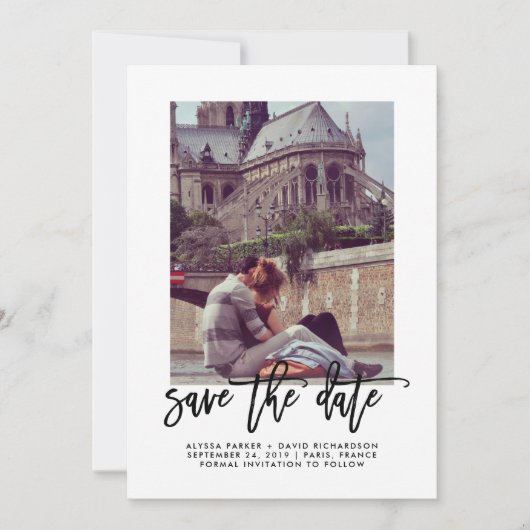 Elegant slaat de datum op | Typografie en foto Save The Date (Voorkant)