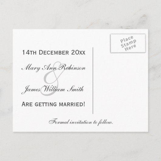 Elegant slaat de datum van de partij op Blauw Aankondigingskaart (Achterkant)