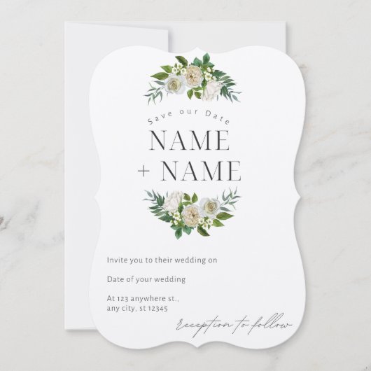 Elegant slaat de datum van de trouwuitnodiging kaa kaart (Voorkant)