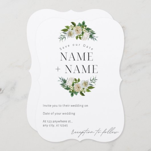 Elegant slaat de datum van de trouwuitnodiging kaa kaart (Voorkant / Achterkant)