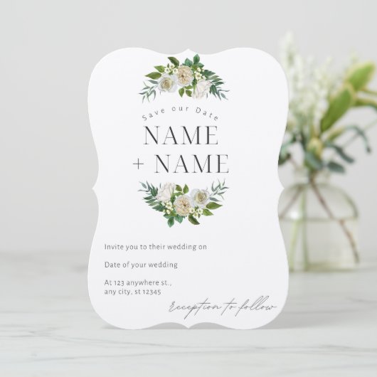 Elegant slaat de datum van de trouwuitnodiging kaa kaart (Staand voorkant)