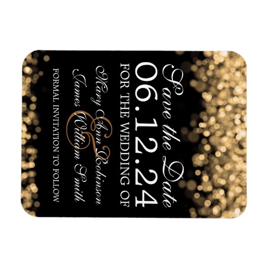 Elegant slaat de datum waarop de goudlampjes brand magneet (Horizontaal)