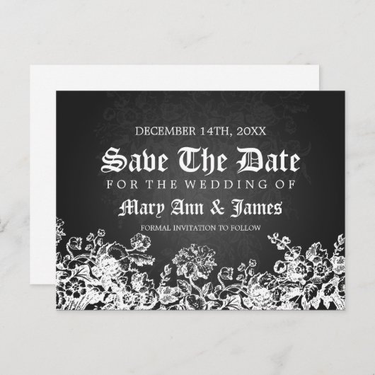 Elegant slaat de Victoriaans Vlaanderen zwarte dat Aankondigingskaart (Voorkant / Achterkant)