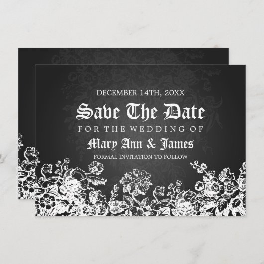 Elegant slaat de Victoriaans Vlaanderen zwarte dat Save The Date (Voorkant / Achterkant)