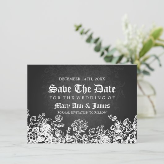 Elegant slaat de Victoriaans Vlaanderen zwarte dat Save The Date (Staand voorkant)