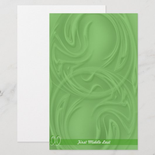 Elegant Slagen over Groene Abstract Aangepast Briefpapier (Voorkant / Achterkant)
