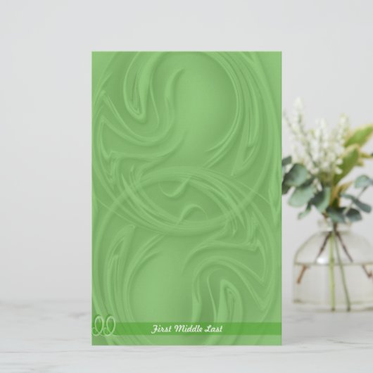 Elegant Slagen over Groene Abstract Aangepast Briefpapier (Staand voorkant)