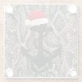 elegant slang nautisch ANCHOR + SANTA HAT | Glazen Onderzetter (Achterkant)