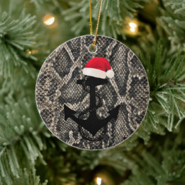 elegant slang nautisch ANCHOR + SANTA HAT | Keramisch Ornament