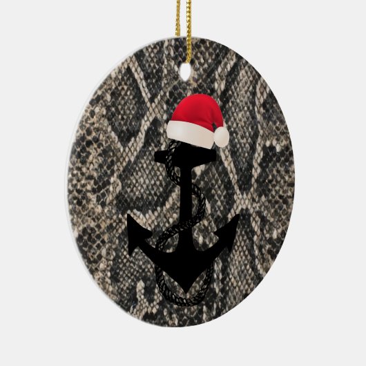 elegant slang nautisch ANCHOR + SANTA HAT | Keramisch Ornament (Rechts)