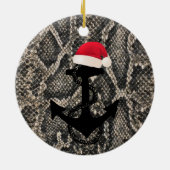 elegant slang nautisch ANCHOR + SANTA HAT | Keramisch Ornament (Achterkant)