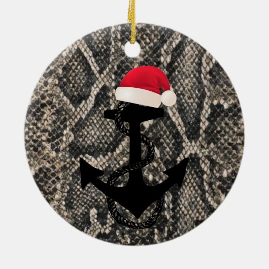 elegant slang nautisch ANCHOR + SANTA HAT | Keramisch Ornament (Achterkant)