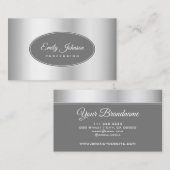 Elegant Slank Zilver Stijlvol Grijs Cirkel Lijst Visitekaartje (Voorkant / Achterkant)