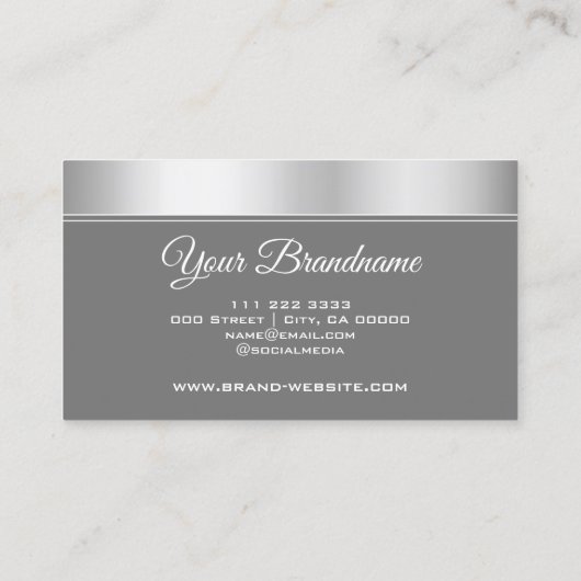 Elegant Slank Zilver Stijlvol Grijs Cirkel Lijst Visitekaartje (Achterkant)