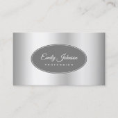 Elegant Slank Zilver Stijlvol Grijs Cirkel Lijst Visitekaartje (Voorkant)