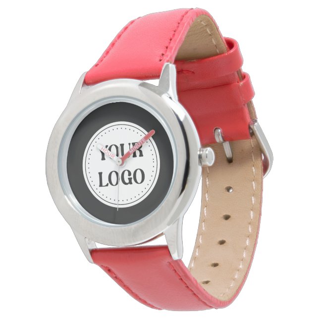 Elegant & Slank Zwart QR Code Logo-ontwerp Horloge (Gekanteld)